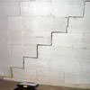 A diagonal stair step crack along the foundation wall of a Worland home