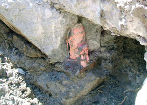 Failed concrete underpinning meant to repair a foundation issue in Worland.