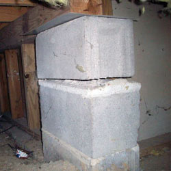 Collapsing crawl space support pillars Evansville