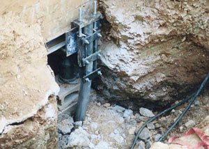 a bent, failed foundation push pier installed in Gillette.
