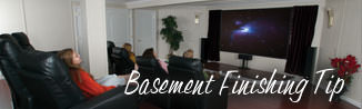 a waterproofed basement that has been finished into a family room in Evansville