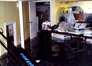 A laundry room flood in Torrington, with several feet of water flooded in.