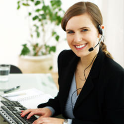 A disaster restoration customer service expert in Rock Springs manning the phones
