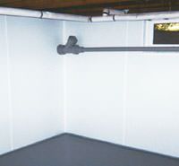 basement vapor barriers on the walls in a formerly leaky basement in Sheridan, WY