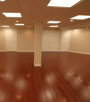 Rosewood faux wood basement flooring for finished basements in Sheridan