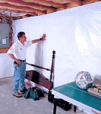 Plastic 20-mil vapor barrier for dirt basements, Jackson, Wyoming installation